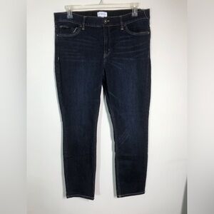 NEW Liz Claiborne Jeans 16 Straight leg Tummy Control Cotton Stretch Dark Denim